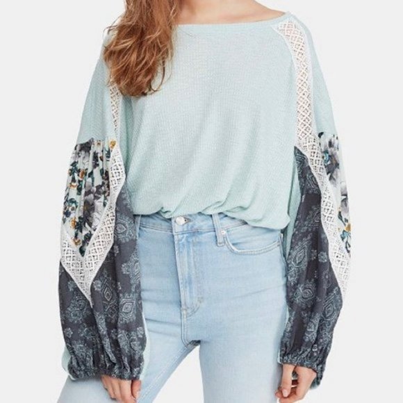 Free People Tops - Free People Casual Clash Top Small Mint Combo NWT